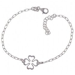 Pulsera Trébol Calado en Plata de Ley 925mls