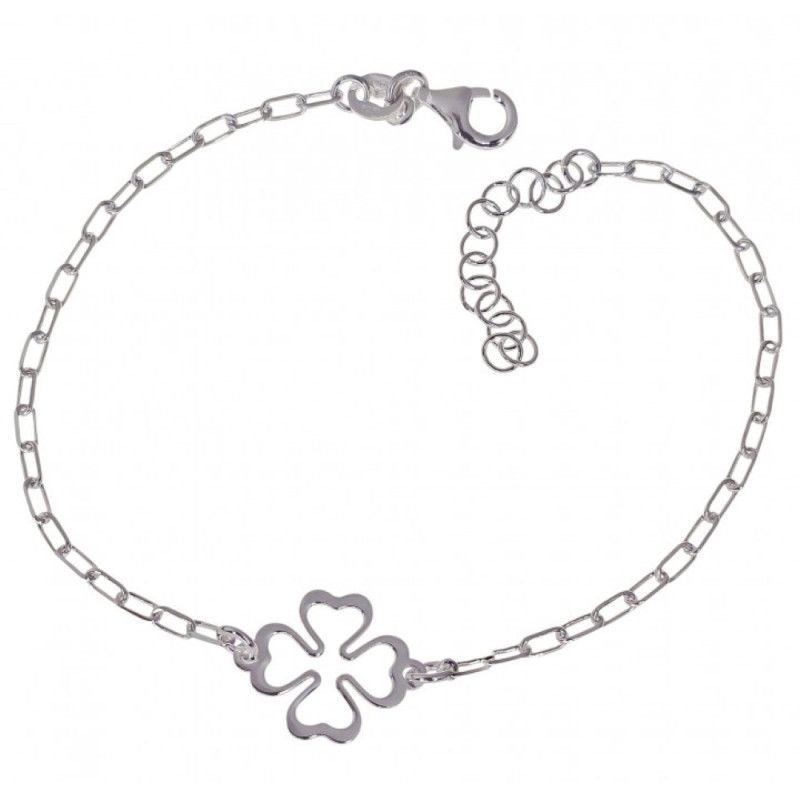 Pulsera Trébol Calado en Plata de Ley 925mls