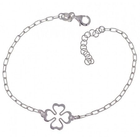Pulsera Trébol Calado en Plata de Ley 925mls