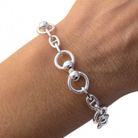 Pulsera Marinera con Bolas y Asas Entrelazadas en Plata de Ley 925mls