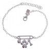 Pulsera Imperdible con Hueso - Huella - Corazón en Plata de Ley 925mls