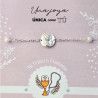 Pulsera de Comunión con la Virgen Niña y Perlas en Plata de Ley 925mls