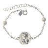 Pulsera de Comunión con la Virgen Niña y Perlas en Plata de Ley 925mls