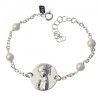 Pulsera de Comunión con la Virgen Niña y Perlas en Plata de Ley 925mls