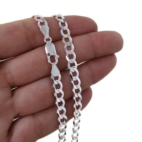 Cadena 60cm Barbada en Plata de Ley 925mls