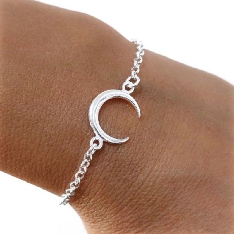 Pulsera de Luna Invertida en Plata de Ley 925mls