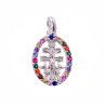 Colgante Cruz de Caravaca con Cerco Multicolor en Plata de Ley 925mls