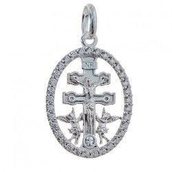 Colgante Cruz de Caravaca con Cerco en Plata de Ley 925mls