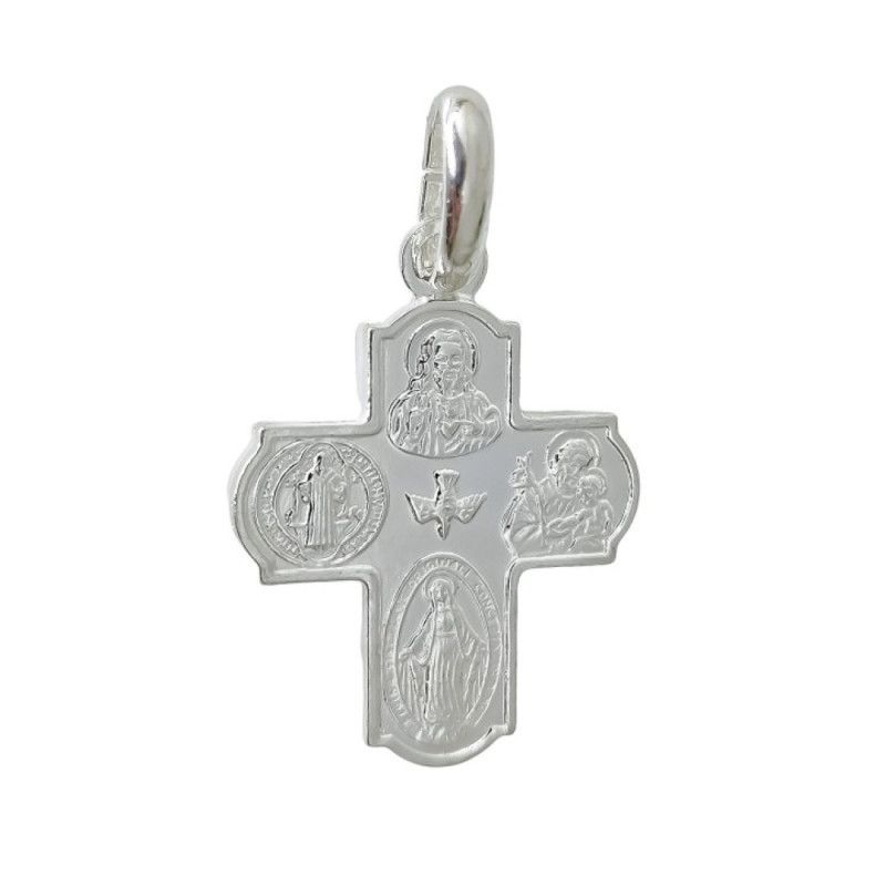 Colgante de Cruz de Las Cuatro Vías en Plata de Ley 925mls
