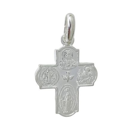 Colgante de Cruz de Las Cuatro Vías en Plata de Ley 925mls