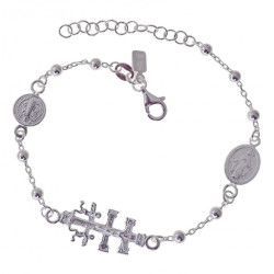 Pulsera Cruz de Caravaca - San Benito - Milagrosa en Plata de Ley 925