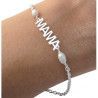 Pulsera de Mamá con Perlas en Plata de Ley 925mls
