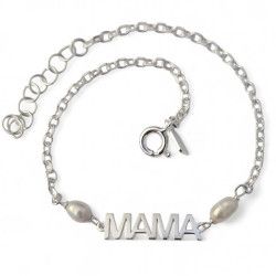 Pulsera de Mamá con Perlas en Plata de Ley 925mls