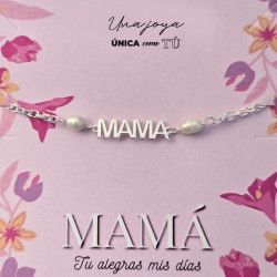 Pulsera de Mamá con Perlas en Plata de Ley 925mls
