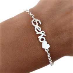 Pulsera para Seño con Corazón en Plata de Ley 925