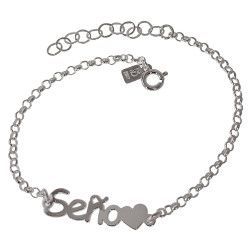 Pulsera para Seño con Corazón en Plata de Ley 925