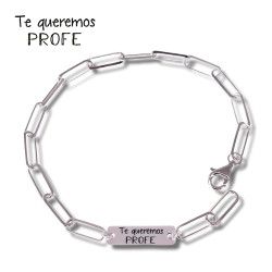 Pulsera Profe Te Queremos en Plata de Ley 925mls
