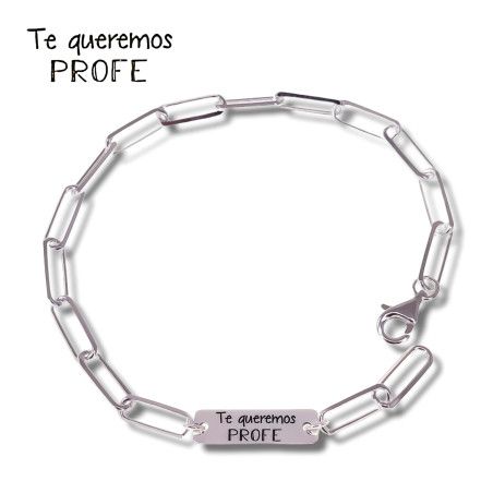 Pulsera Profe Te Queremos en Plata de Ley 925mls