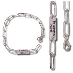 Pulsera Papá Te Queremos en Plata de Ley 925mls