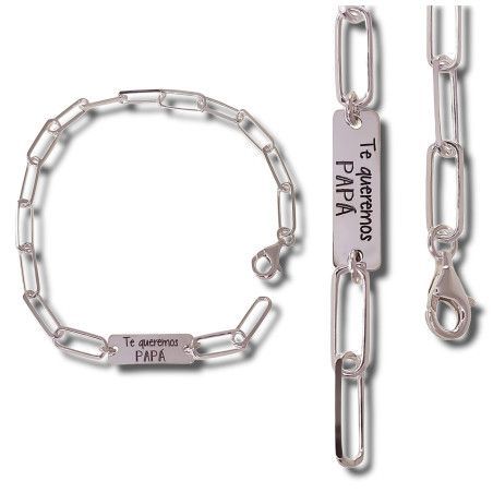 Pulsera Papá Te Queremos en Plata de Ley 925mls
