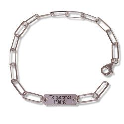 Pulsera Papá Te Queremos en Plata de Ley 925mls