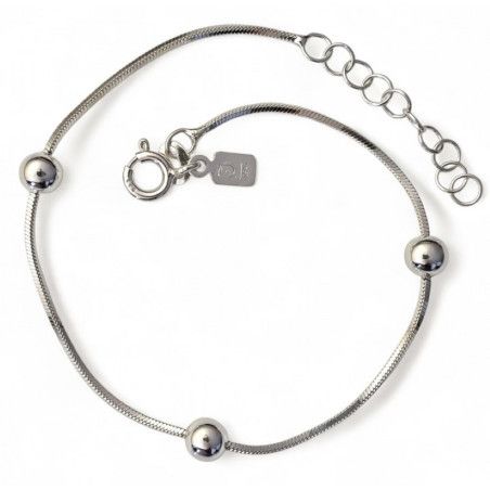 Pulsera Cola de Topo con Bolas en Plata de Ley 925mls