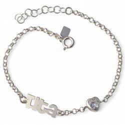 Pulsera de Tita con Circonita en Corazón en Plata de Ley 925mls
