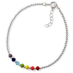 Pulsera 7 Chakras de Colores en Plata de Ley 925mls