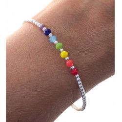 Pulsera 7 Chakras de Colores en Plata de Ley 925mls