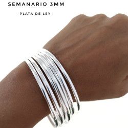 Semanario Liso de 3mm Media Caña en Plata de Ley 925mls