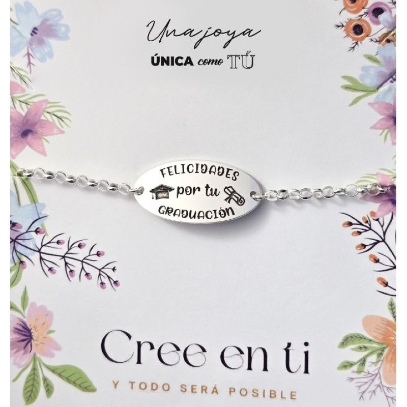 Pulsera Graduación con Mensaje en Plata de Ley 925mls