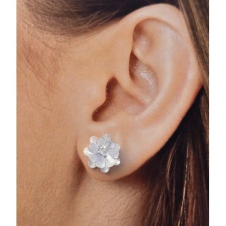 Pendientes de Flor Mate en Plata de Ley 925mls