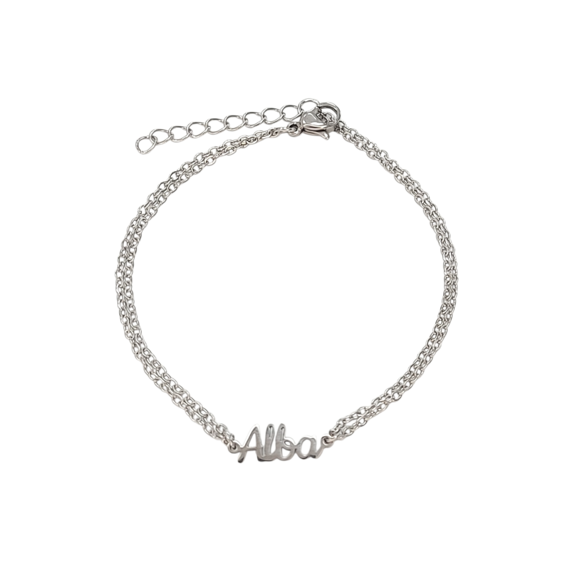 Pulsera con nombre de Alba en Acero Hipoalergénico 316l