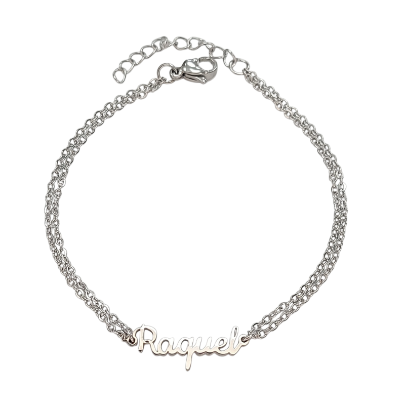 Pulsera con nombre de Raquel en Acero Hipoalergénico 316l