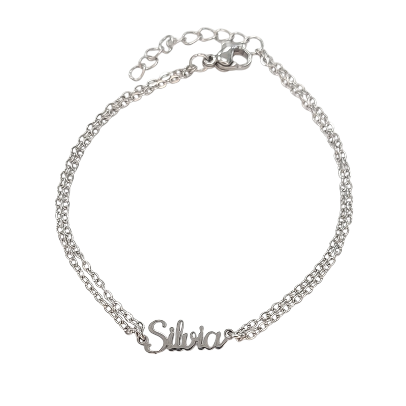 Pulsera con nombre de Silvia en Acero Hipoalergénico 316l