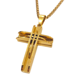 Collar de Cruz Dorada en Acero Inoxidable | Unisex | Alta Durabilidad