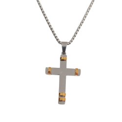 Collar de Cruz Bicolor en Acero Inoxidable | Unisex | Alta Durabilidad