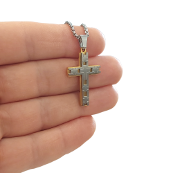 Collar de Cruz Bicolor en Acero Inoxidable | Unisex | Alta Durabilidad