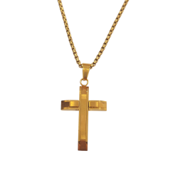 Collar de Cruz Dorada en Acero Inoxidable | Unisex | Alta Durabilidad