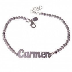 Pulsera con Nombre Personalizado con Cadena de Bolas en Plata 925mls