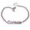Pulsera con Nombre Personalizado con Cadena de Bolas en Plata 925mls