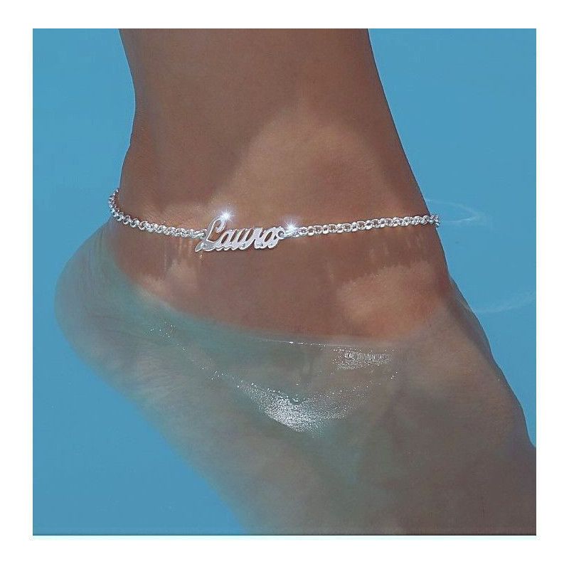 Tobillera con Nombre Personalizado en Plata de Ley 925mls