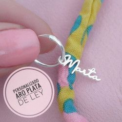 Aro con Nombre Vertical Personalizado en Plata de Ley 925mls