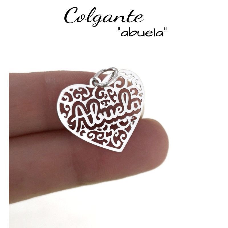 Colgante de Abuela Corazón Calado Plata de Ley 925mls