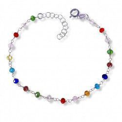 Pulsera Piedras de Colores en Plata de Ley 925mls