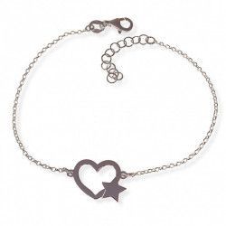Pulsera de Corazón con Estrella en Plata de Ley 925mls