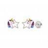 Pendiente Infantil Unicornio con Estrella Calada en Plata de Ley 925