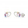 Pendiente Infantil Unicornio con Corazón Calado en Plata de Ley 925mls