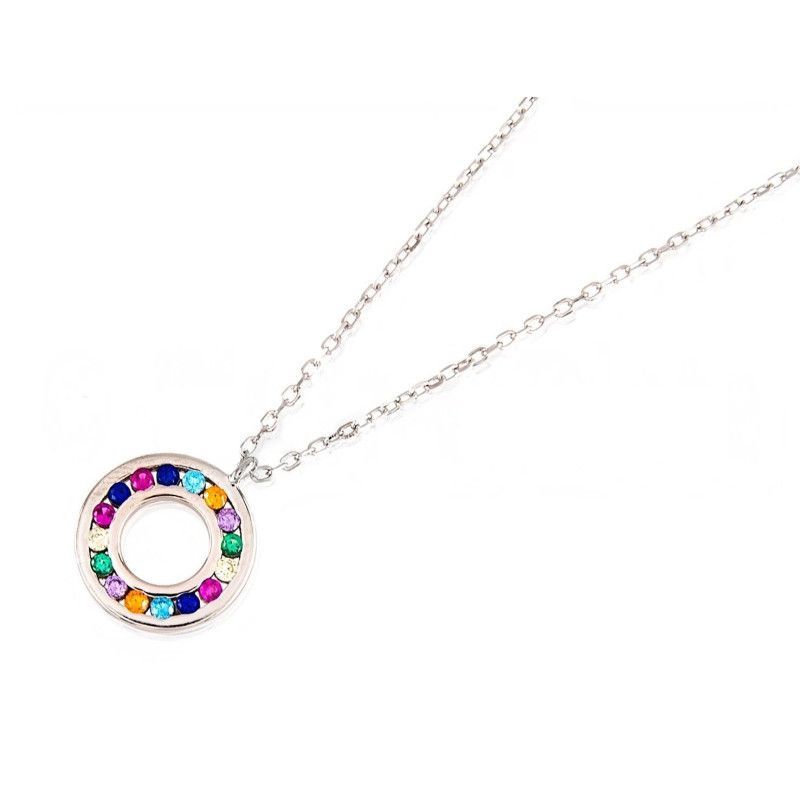 Gargantilla Karma con Circonitas de Colores en Plata de Ley 925mls