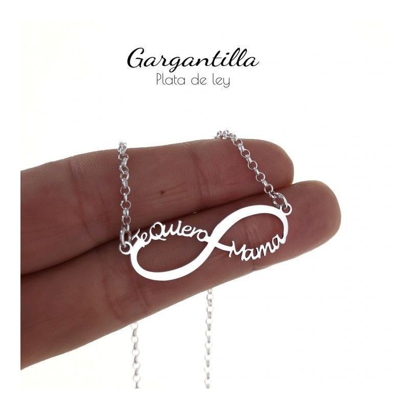 Gargantilla de Infinito "Te Quiero Mamá" en Plata de Ley 925mls